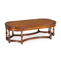 Large walnut coffee table with eight legs