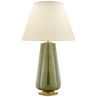 Penelope Table Lamp in Green with Natural Percale Shade