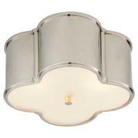 Basil Small Flush Mount in Polished Nickel with Frosted Glass
