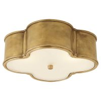 Basil Large Flush Mount in Natural Brass with Frosted Glass