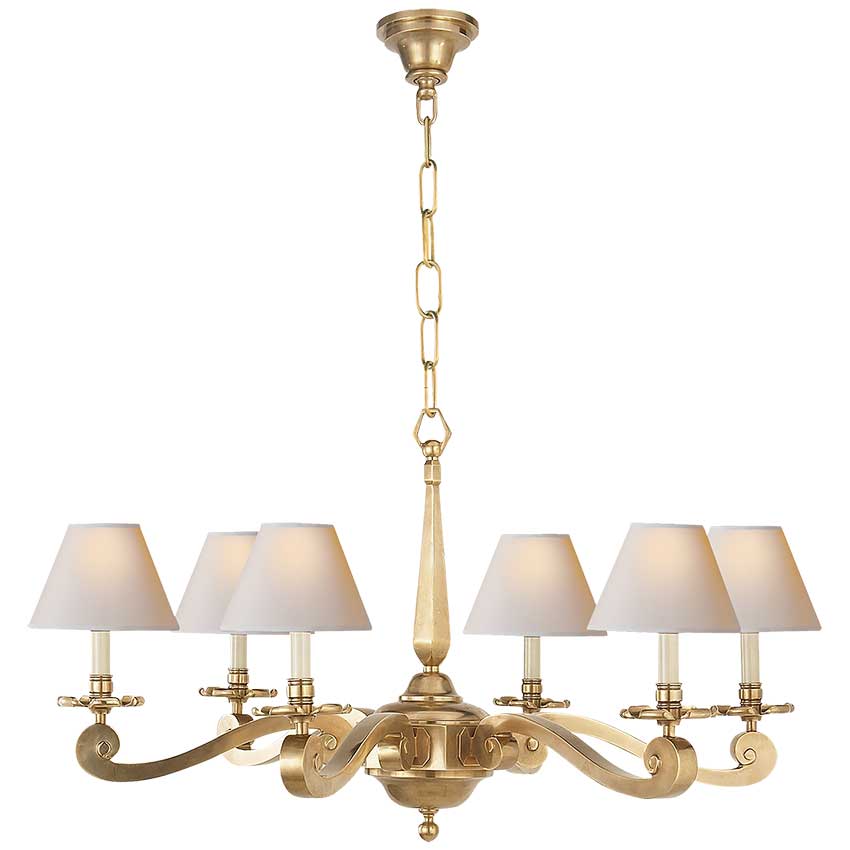 Myrna Chandelier in Natural Brass with Natural Paper Shades
