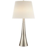 Dover Table Lamp in Burnished Silver Leaf with Linen Shade