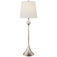Dover Buffet Lamp in Burnished Silver Leaf with Linen Shade