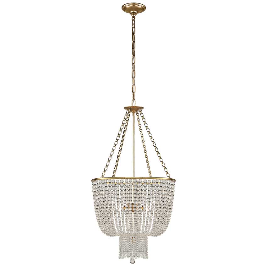 Jacqueline Chandelier in Hand-Rubbed Antique Brass with Clear Glass