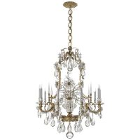 Vestry Chandelier in Hand-Rubbed Antique Brass with Crystal