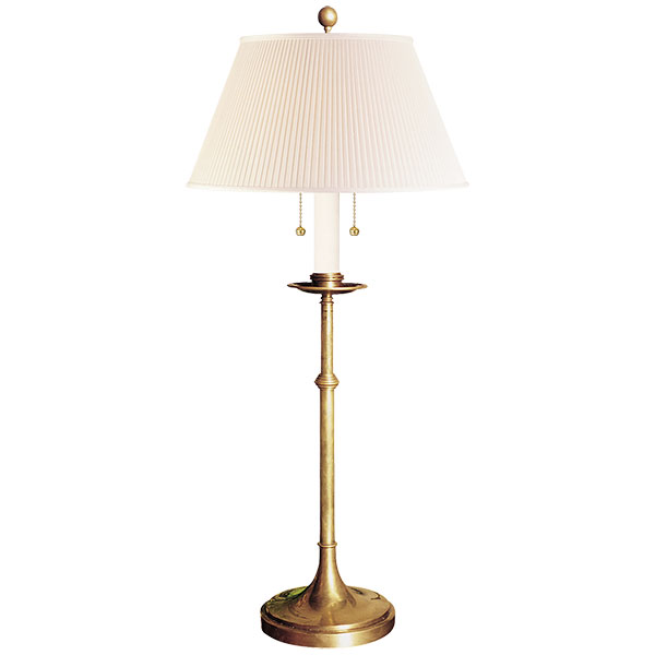 Dorchester Club Table Lamp in Antique-Burnished Brass with Silk Shade