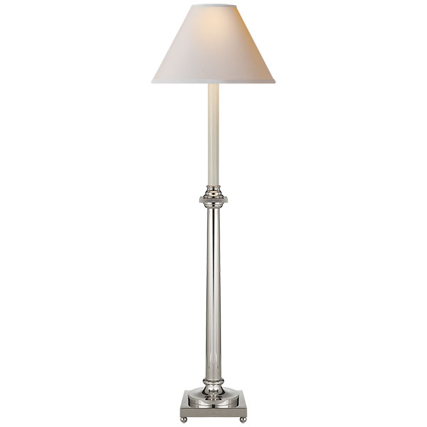 Swedish Column Buffet Lamp in Polished Nickel with Natural Paper Shade