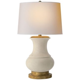 Deauville Table Lamp in Tea Stain Porcelain with Natural Paper Shade