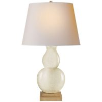 Narrow Neck Vase Large Table Lamp in Celadon Crackle with Natural Paper Shade