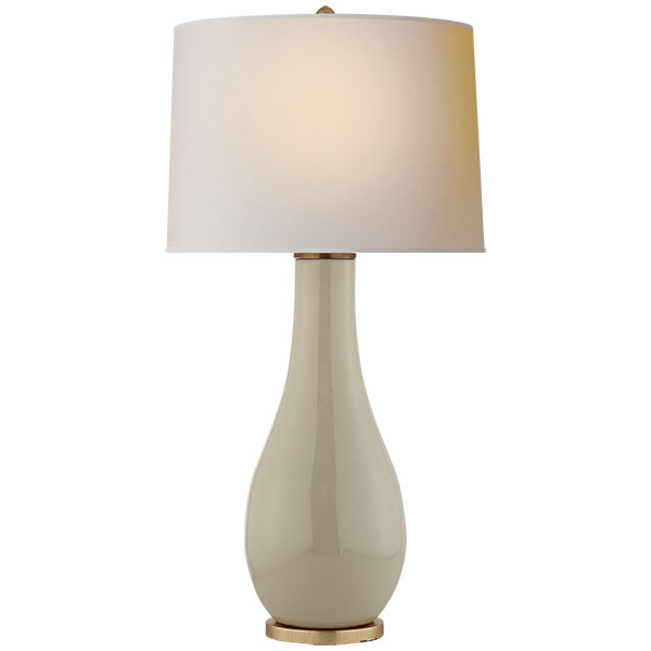 Narrow Neck Vase Large Table Lamp in Tea Stain with Natural Paper Shade