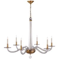 Robinson Large Chandelier in Antique-Burnished Brass and Clear Glass