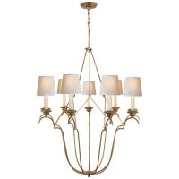 Belvedere Chandelier In Gilded Iron with Natural Paper Shades