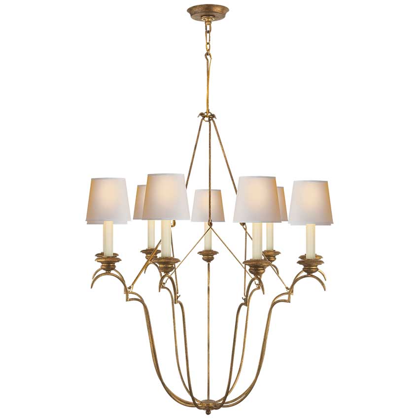 Belvedere Chandelier In Gilded Iron with Natural Paper Shades - The ...