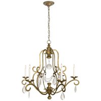 Piedmont Chandelier in Gilded Iron with Seeded Glass