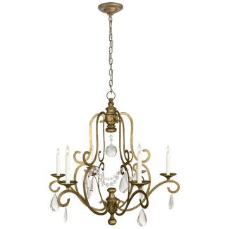 Piedmont Chandelier in Gilded Iron with Seeded Glass