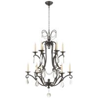 Orvieto Large Chandelier in Aged Iron with Seeded Glass