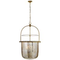 Lorford Large Smoke Bell Lantern in Gilded Iron with Antiqued Mercury Glass