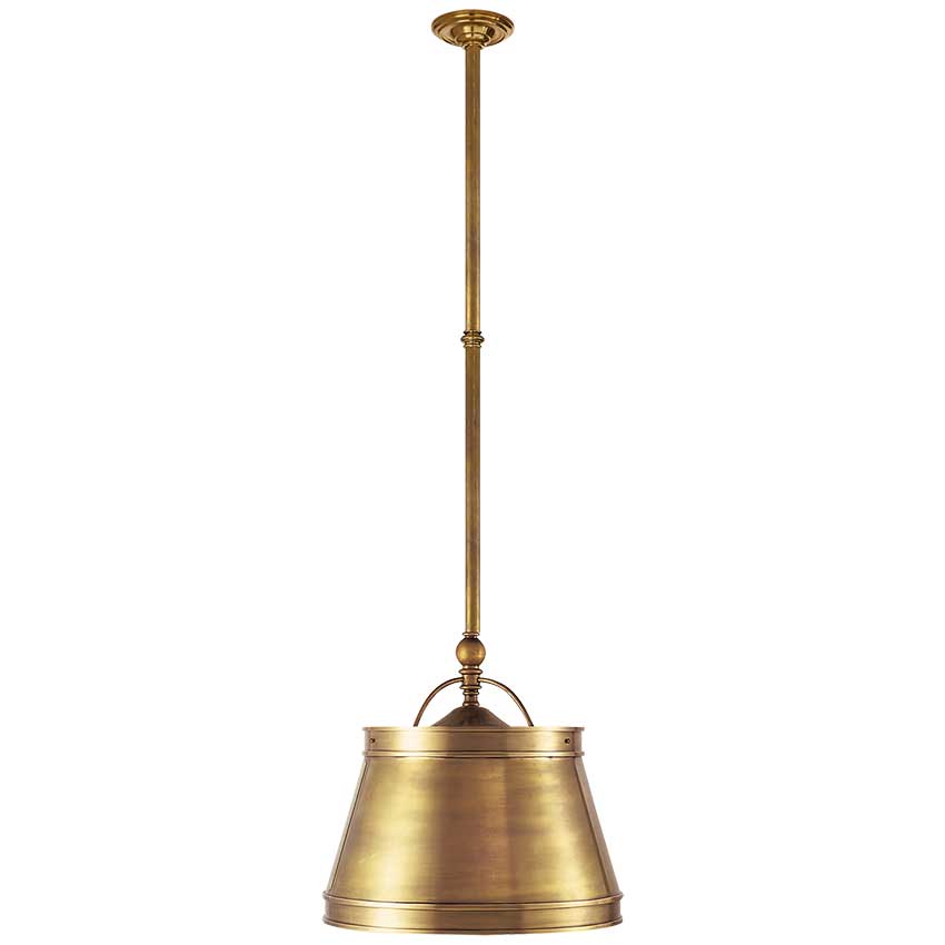 Sloane Single Shop Light in Antique-Burnished Brass with Antique-Burnished Brass Shade