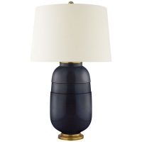 Newcomb Medium Table Lamp in Mixed Blue Brown with Natural Percale Shade