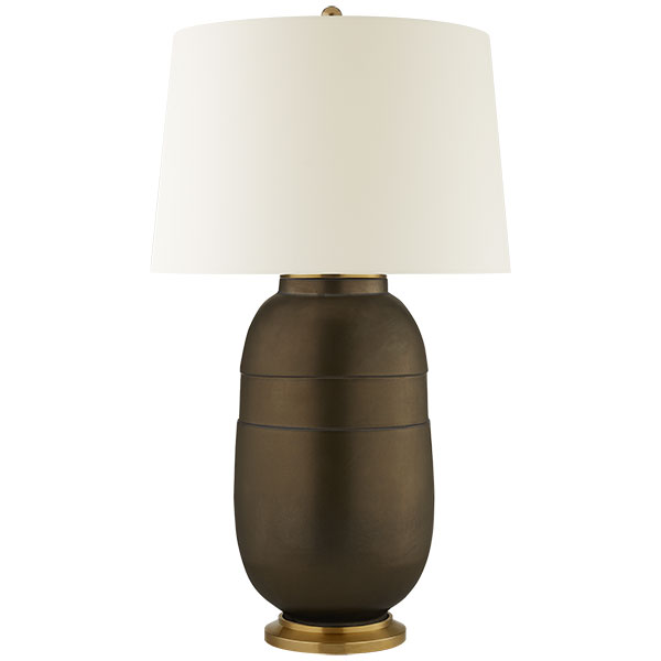 Newcomb Large Table Lamp in Matte Bronze with Natural Percale Shade