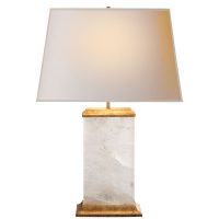 Crescent Table Lamp in Quartz and Antique Gold Leaf with Natural Paper Shade