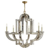 Lido Large Chandelier in Antique Mirror and Hand-Rubbed Antique Brass