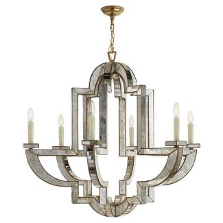 Lido Large Chandelier in Antique Mirror and Hand-Rubbed Antique Brass