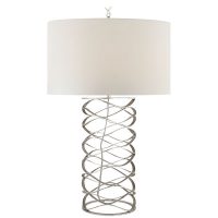 Bracelet Table Lamp in Burnished Silver Leaf with Linen Shade