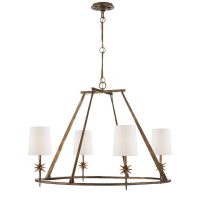 Etoile Round Chandelier in Gilded Iron with Natural Paper Shades