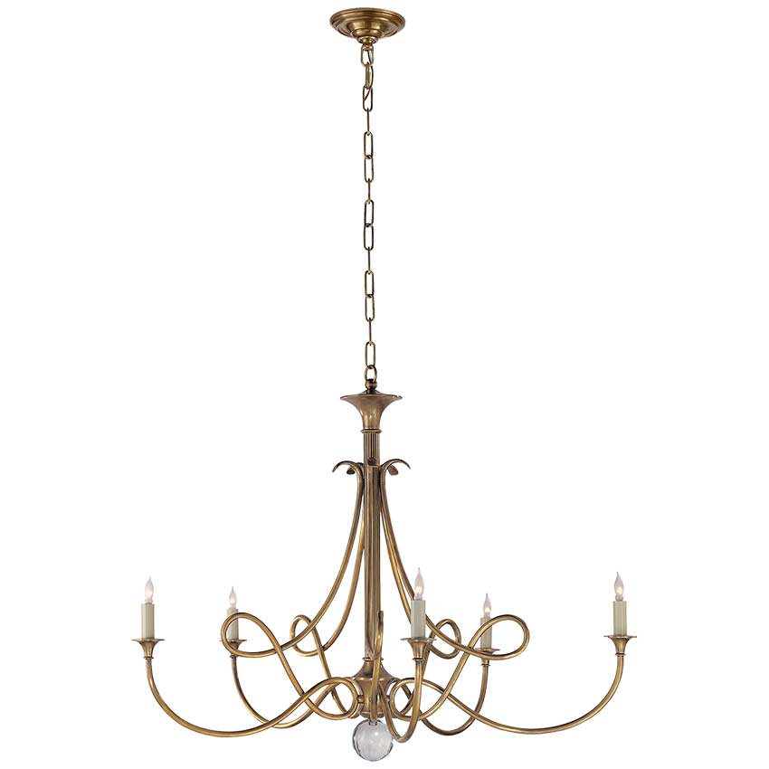 Double Twist Large Chandelier in Hand-Rubbed Antique Brass