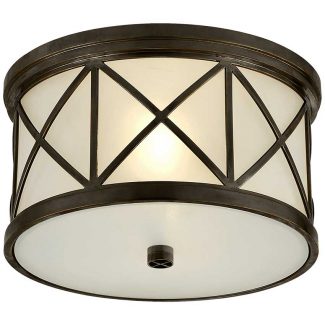 Montpelier Small Flush Mount in Bronze with Frosted Glass