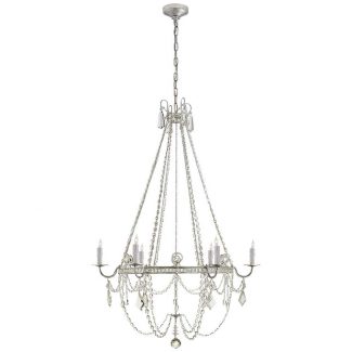 Sharon Medium Chandelier in Burnished Silver Leaf with Crystal Trim