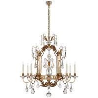 Whitley Medium Chandelier in Gilded Iron with Crystal