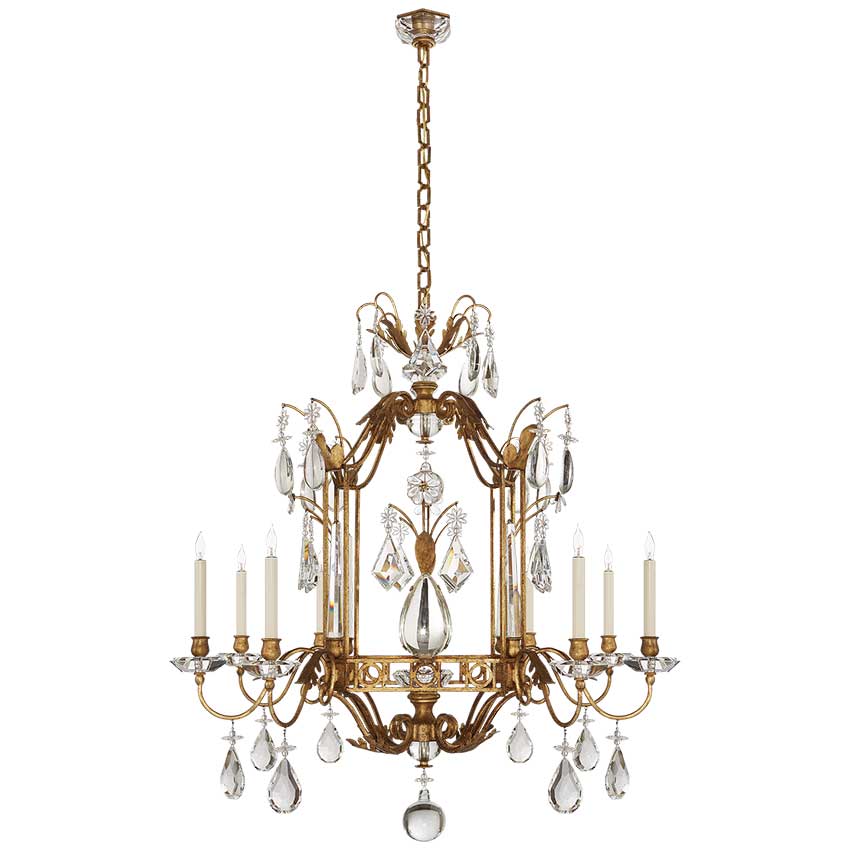 Whitley Medium Chandelier in Gilded Iron with Crystal
