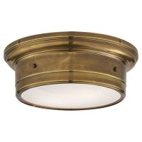 Siena Small Flush Mount in Hand-Rubbed Antique Brass with White Glass