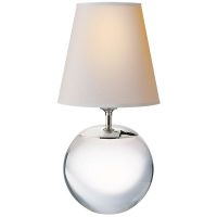 Terri Large Round Table Lamp in Crystal with Natural Paper Shade