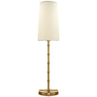 Lucky Bamboo Tall Buffet Lamp in Hand-Rubbed Antique Brass with Natural Percale Shade