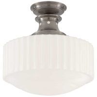 Milton Road Flush Mount in Antique Nickel with White Glass