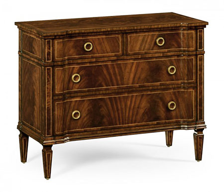 Regency style mahogany reverse breakfront chest of drawers