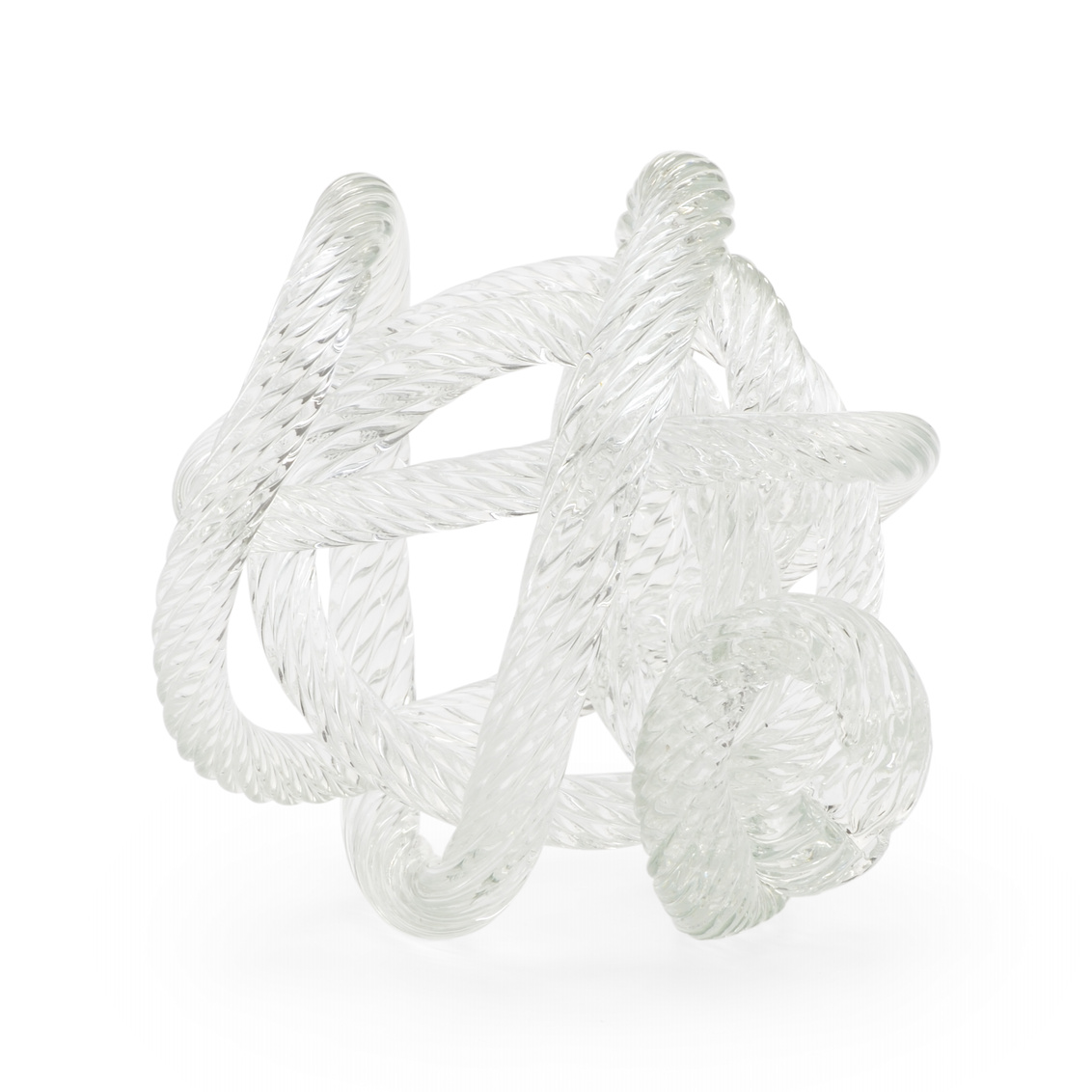 Glass Love Knot by Chelsea House, clear twisted glass knot sculpture