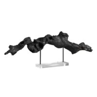Charred Timber sculpture by Uttermost, blackened driftwood form on acrylic base