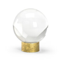 Crystal Ball on Stand by Chelsea House, clear crystal sphere on gold leaf base