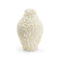 Shelled Urn by Made Goods, white seashell covered vase
