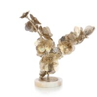 John-Richard golden camellia sculpture on a marble base
